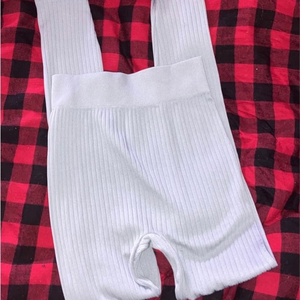 blue/greyRibbed Knit Leggings